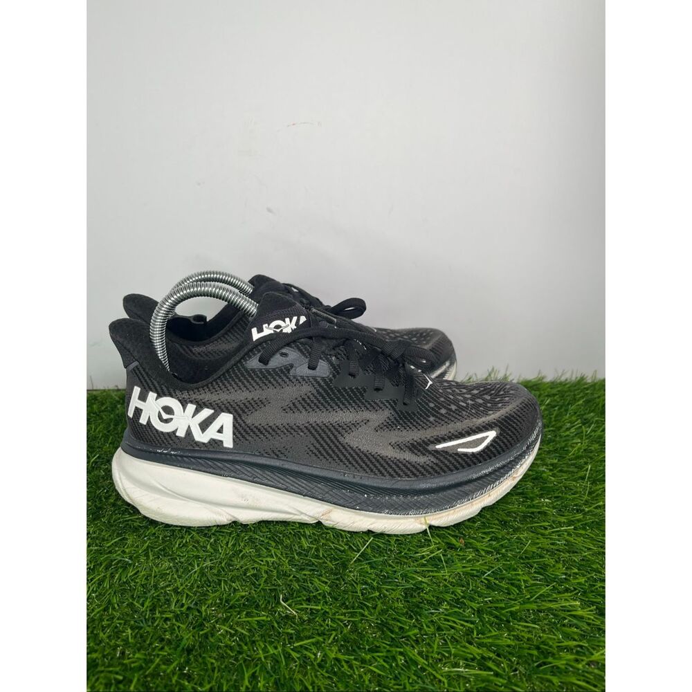 HOKA Clifton 9 Men’s Running Shoes Black White Size 8 D Athletic Sneakers - Picture 3 of 12